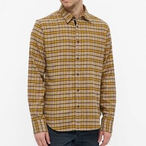 Rag & Bone Sz L Men’s Plaid Button-Down Shirt - Yellow Brown Casual Outdoor